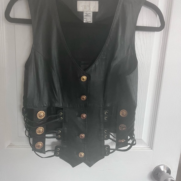 Cache Genuine Black Leather Bike Vest . Size medium. - Picture 4 of 8